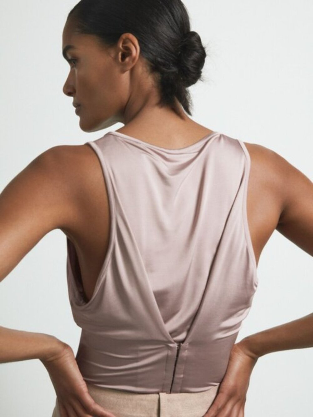 REISS Atelier Fernanda Corset Detail Scoop Neck Vest – Mink – US 6 / UK 8 NWOT - Picture 3 of 5